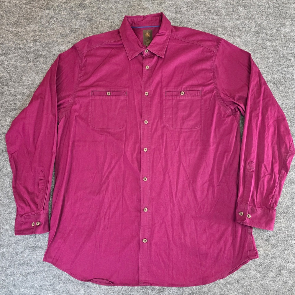 The‎ Territory Ahead Shirt XXLT Magenta Button Front Cotton Stretch Long Sleeve